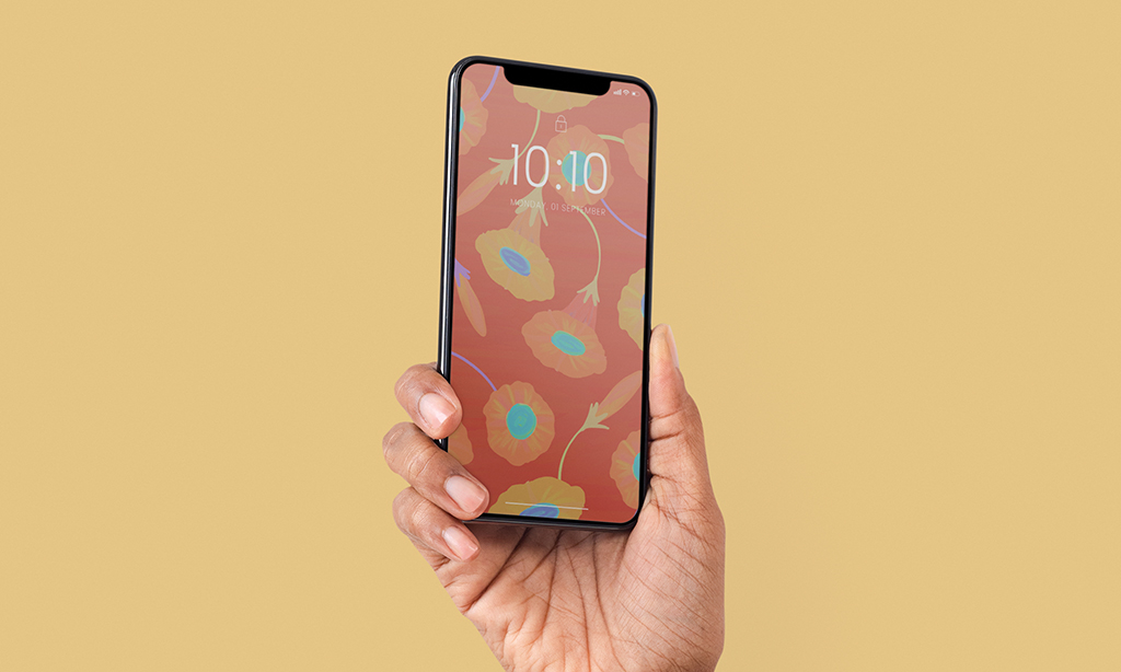 mobile inhand with colorful image